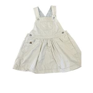 Vintage Y2K Baby Gap Romper Dress Overalls Khaki Cotton Lined size 6-12 months